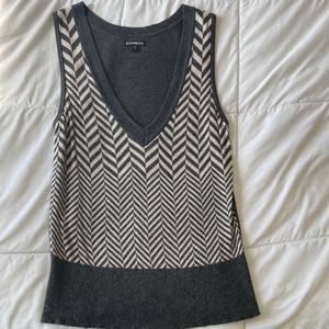 Express sweater vest grey Herringbone Pattern